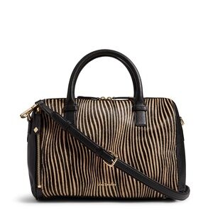 Vera Bradley MARLO SATCHEL in UPTOWN STRIPES Leather Calf Hair Handbag Purse